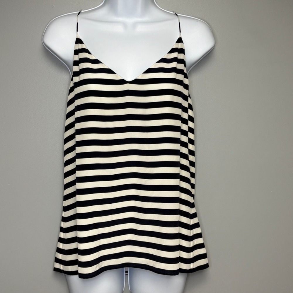 J. Crew 100% Silk Nautical Preppy Striped Relaxed Fit Beachy Cami Tank Top‎ Sz 8